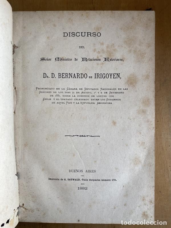 Libros: Discurso del Se&ntilde;or Ministro de Relaciones Exteriores Dr. D. Bernardo de Irigoyen - De Irigoyen, Bern