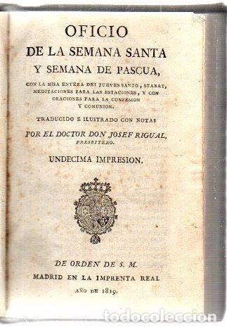 Libros: Oficio de la Semana Santa y Semana de Pascua, con la Misa entera del Jueves Santo, Stabat, meditacio