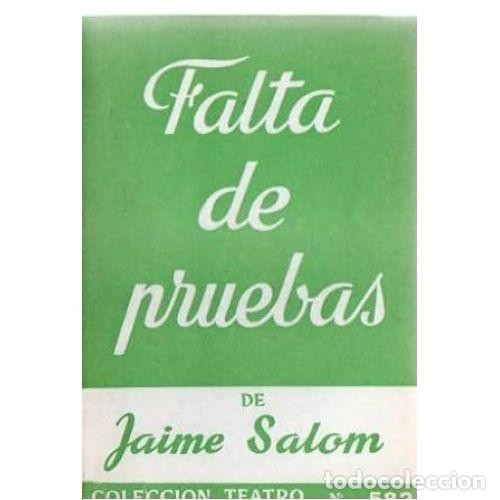 Libros: FALTA DE PRUEBAS - SALOM, JAIME - Foto 1