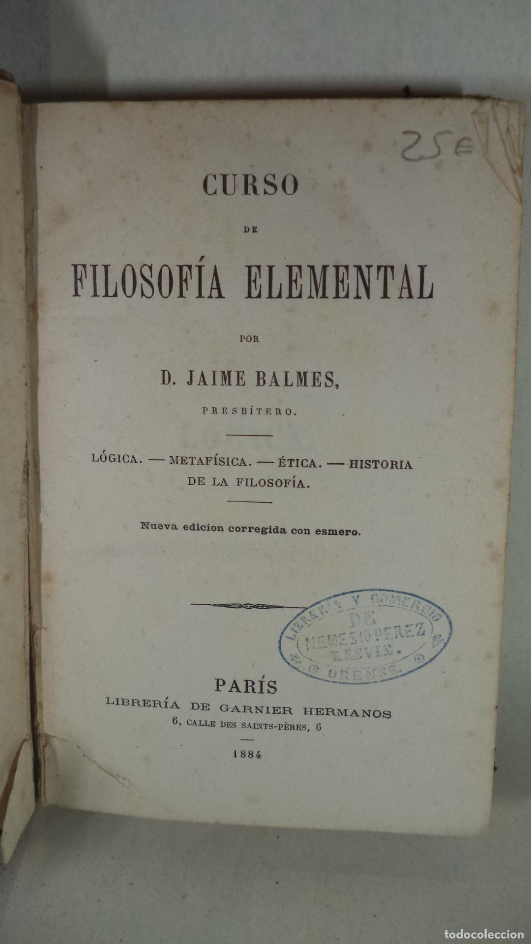 Libros: FILOSOFIA ELEMENTAL - JAIME BALMES - Foto 1