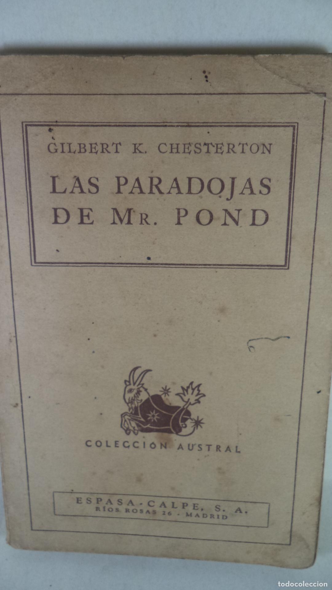Libros: LAS PARADOJAS DE MR POND - GILBERT K CHESTERTON - Foto 1