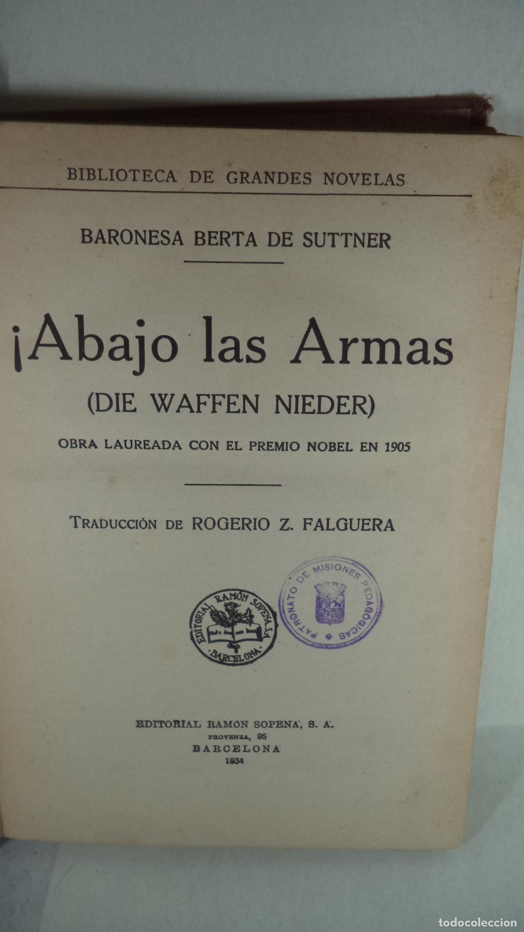 Libros: ABAJO LAS ARMAS - BARONESA BERTA DE SUTTNER - Foto 1