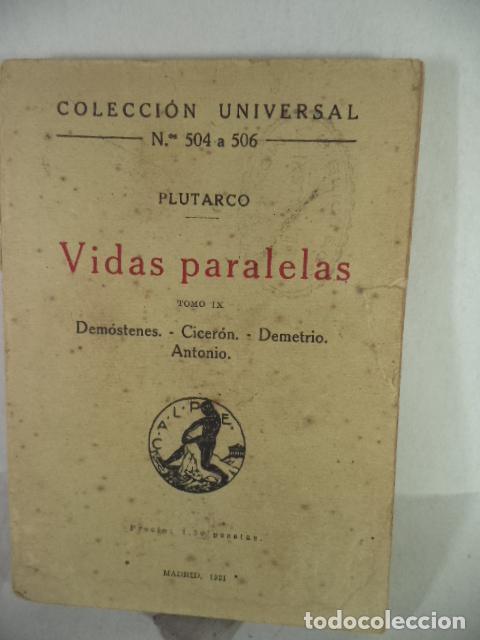 Libros: VIDAS PARALELAS TOMO IX - PLUTARCO - Foto 1
