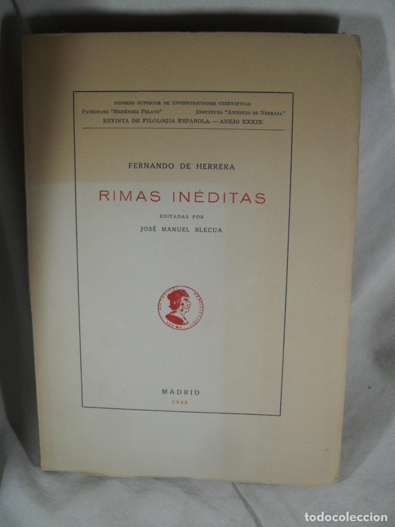 Libros: RIMAS INEDITAS - FERNANDO DE HERRERA - Foto 1