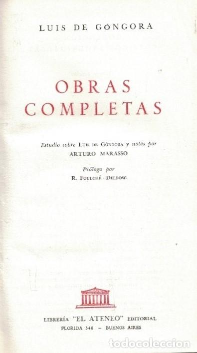 Libros: OBRAS COMPLETAS. - G&oacute;ngora y Argote. Luis de, (1561-1627) - Foto 1