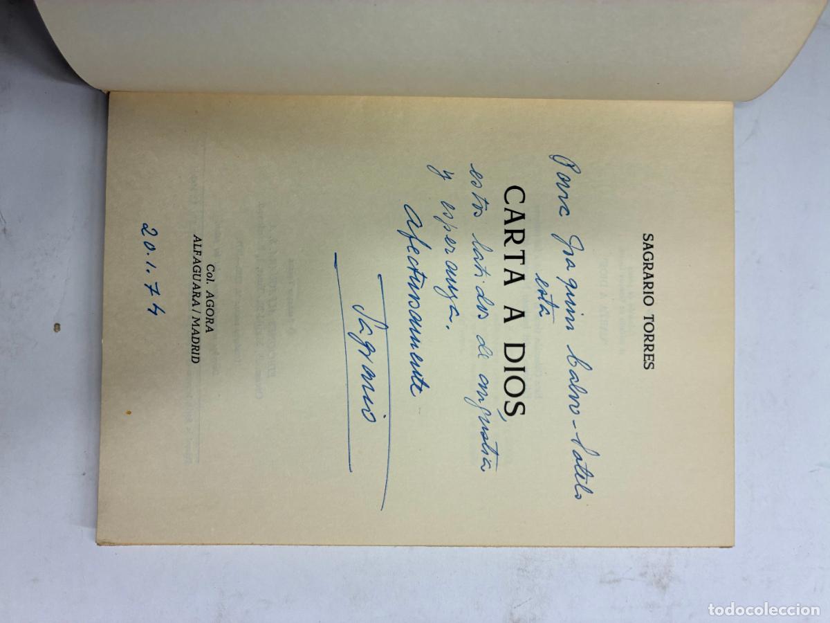 Libros: CARTA A DIOS. (DEDICATORIA DEL AUTOR). - SAGRARIO TORRES. - Foto 2