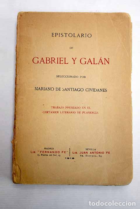 Libros: Epistolario: Gabriel y Galan.- Gabriel y Galan - Foto 1