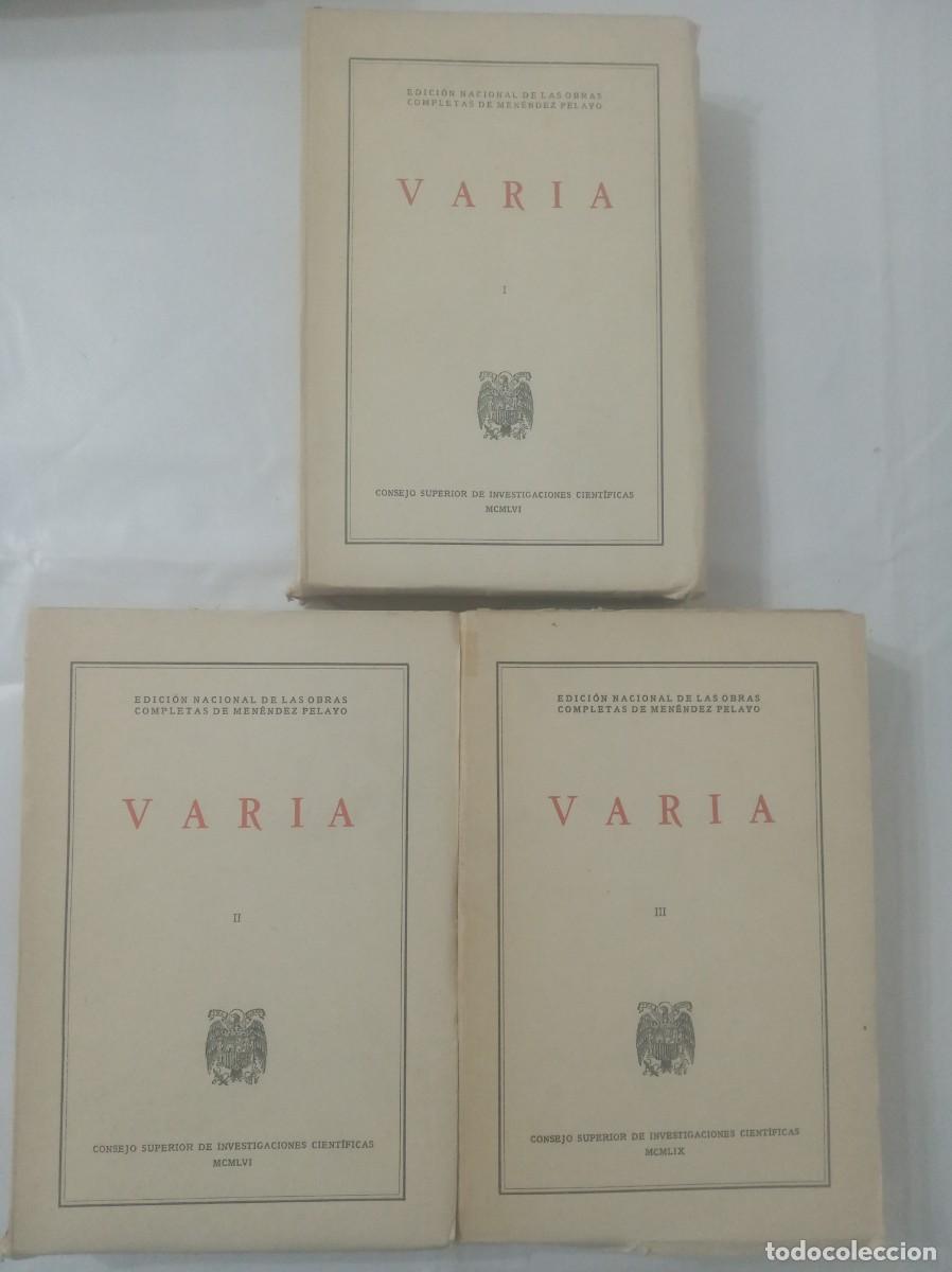 Libros: VARIA ( MENENDEZ PELAYO , 3 TOMOS ) - Foto 1