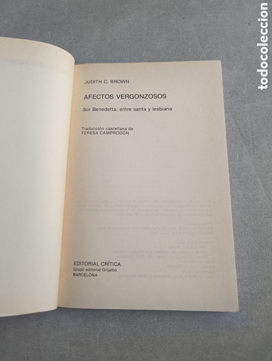 Libros: Afectos vergonzosos. Judith C. Brown. - Foto 4