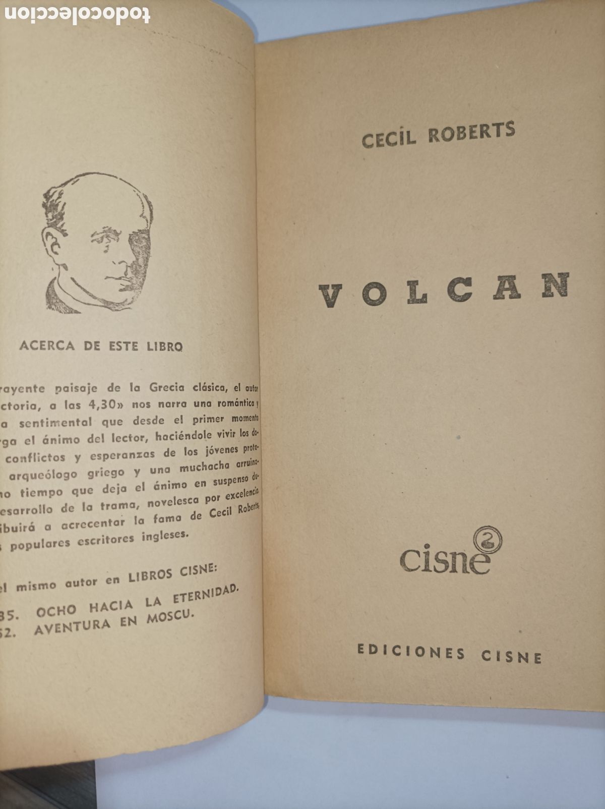 Libros: VOLC&Aacute;N. CECIL ROBERTS. CISNE. 1960. - Foto 2