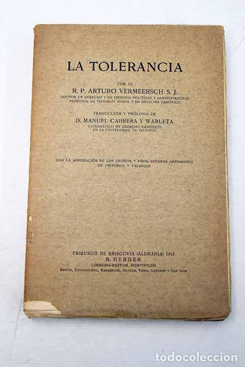 Libri di seconda mano: La tolerancia: Vermeersch, Arturo.- Vermeersch, Arturo