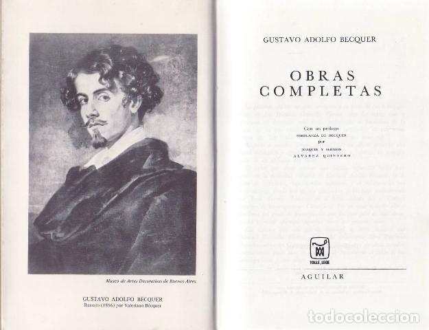 Libros: B&Eacute;CQUER, Gustavo Adolfo.- - Obras completas. Pr&oacute;logo de J. y S. Alvarez Quintero. - Foto 1