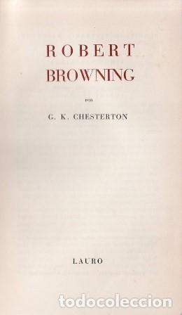 Libros: CHESTERTON, Gilbert Keith.- - Robert Browning. (Traducci&oacute;n de S. Santaines). - Foto 1