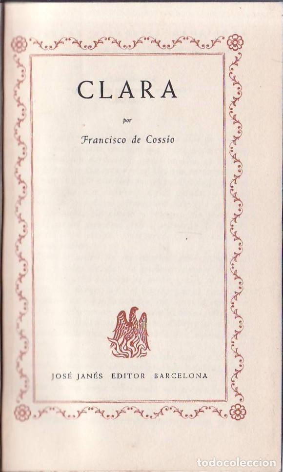 Libros: COSSIO, Francisco de.- - Clara. Novela. - Foto 1