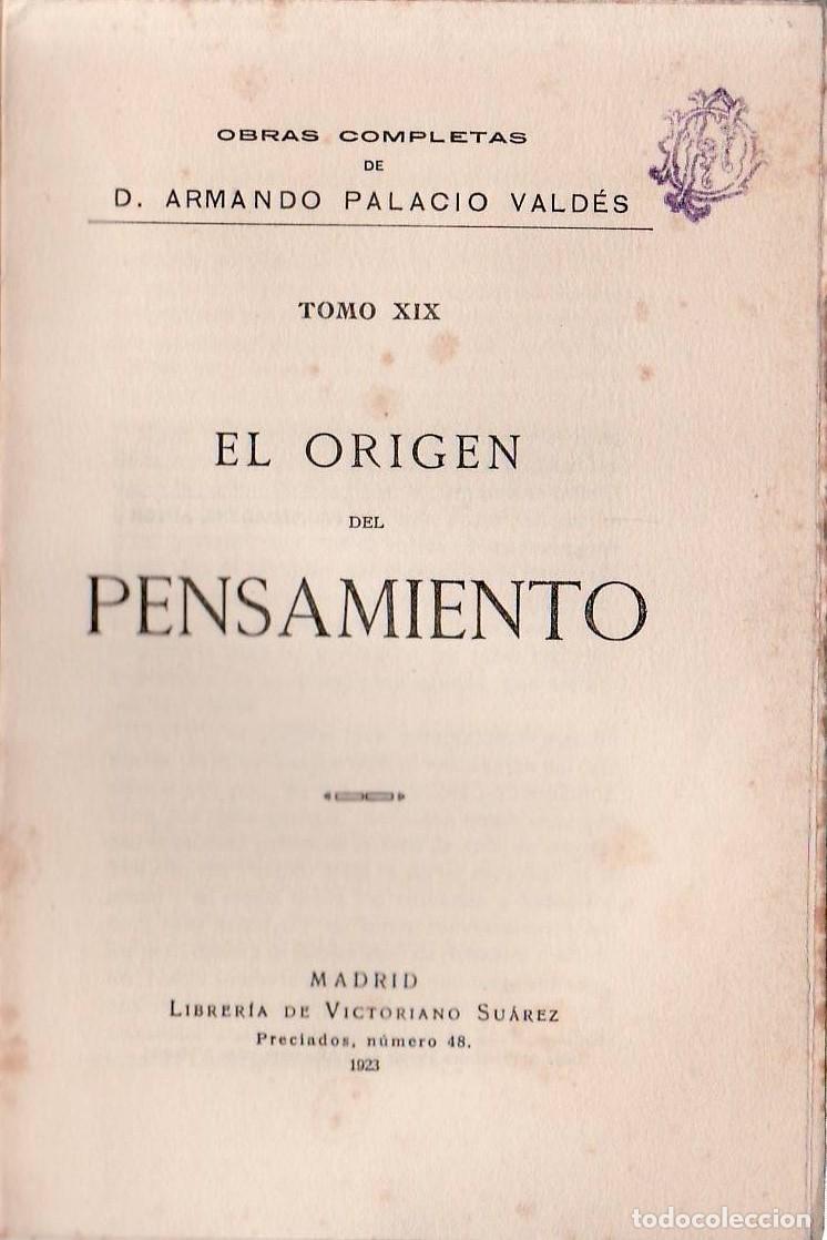 Libros: PALACIO VALDES, Armando.- - El or&iacute;gen del pensamiento. Novela. - Foto 1