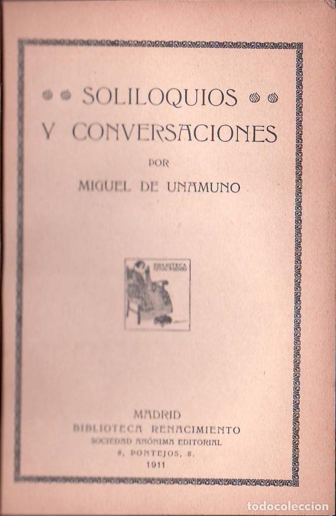 Libros: UNAMUNO, Miguel de.- - Soliloquios y conversaciones. - Foto 1