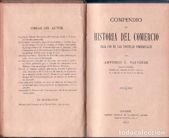 Libros: VALVERDE, Antonio L.- - Compendio de Historia del Comercio. - Foto 1