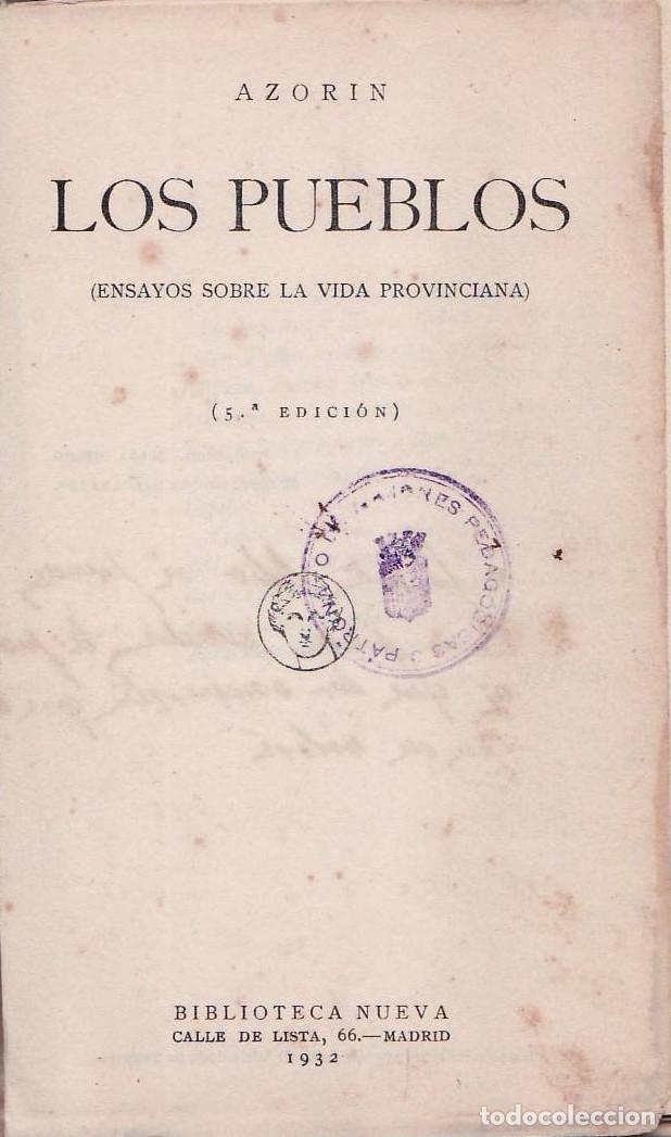 Libros: AZORIN.- - Los pueblos. (Ensayo sobre la vida provinciana). - Foto 1