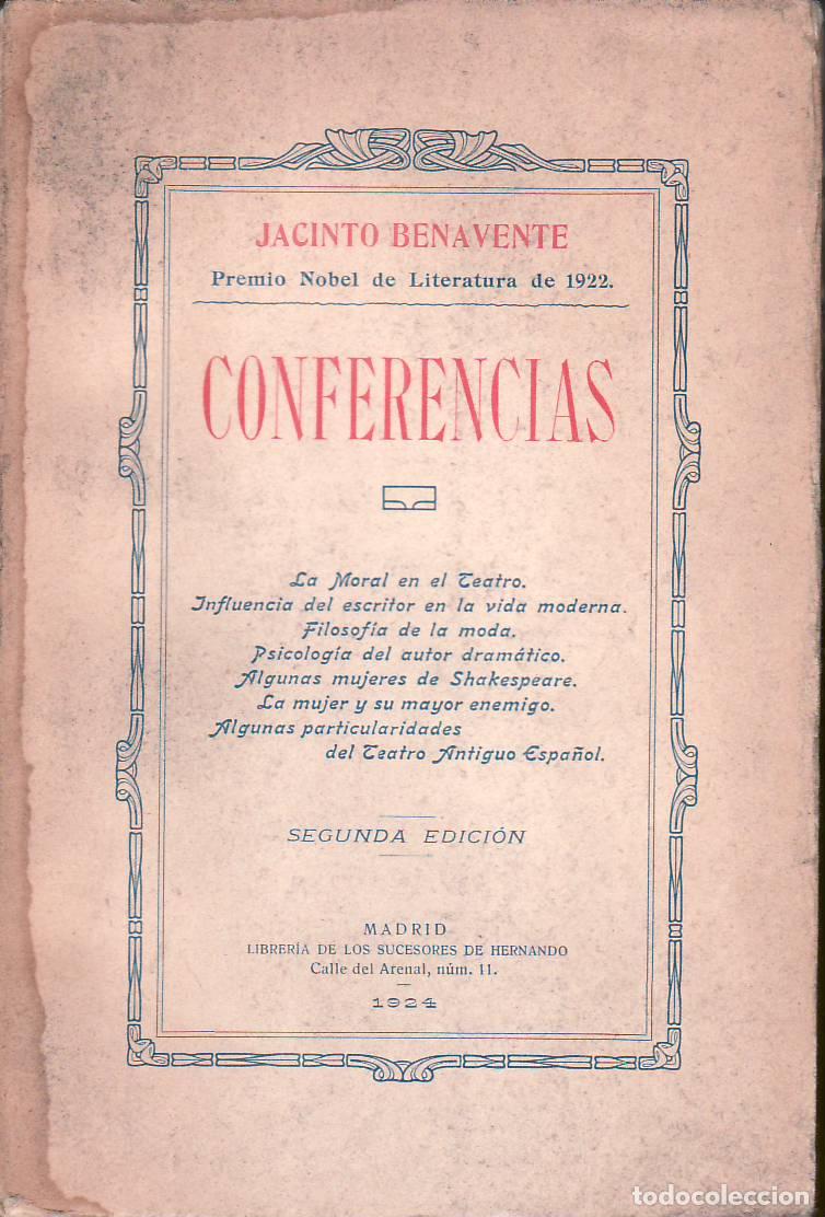 Libros: BENAVENTE, Jacinto.- - Conferencias: La moral en el teatro. - Foto 1