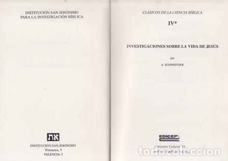 Libros: SCHWEITZER, A.- - Investigaciones sobre la vida de Jes&uacute;s. - Foto 1