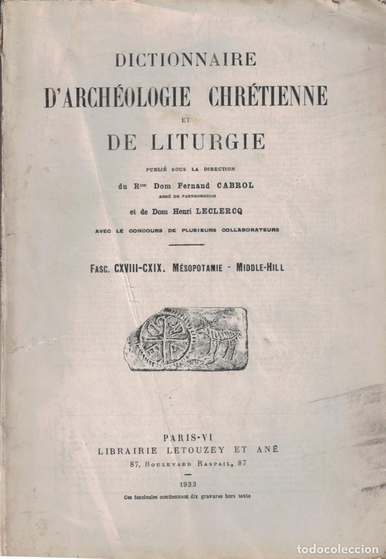 Libros: Dictionnaire d&rsquo;Arch&eacute;ologie Chr&eacute;tienne et de Liturgie. FASCICULE CXVIII &ndash; CXIX. M&Eacute;SOPOTANIE &ndash; MIDDLE