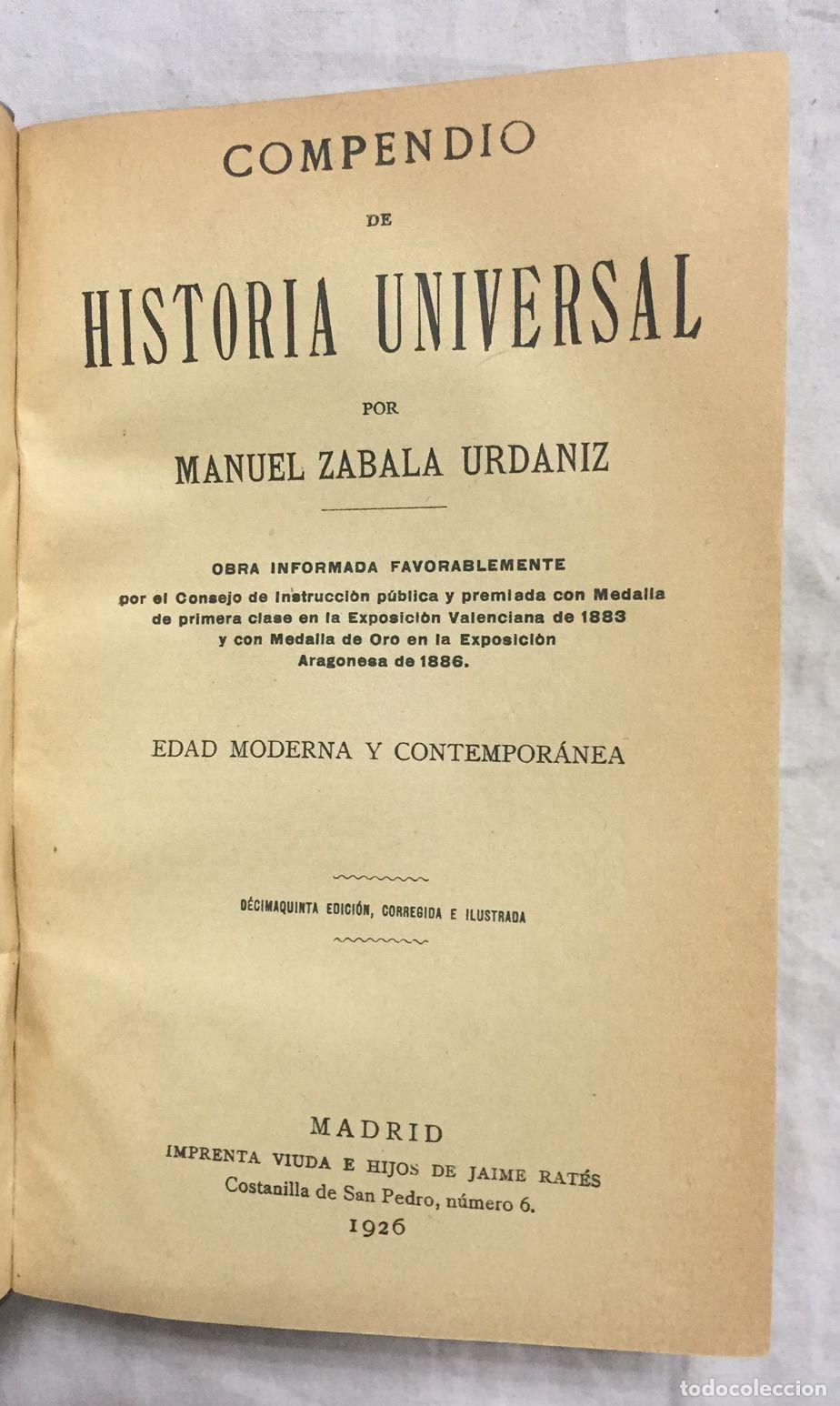 Libros: COMPENDIO DE HISTORIA UNIVERSAL. Edad Moderna y Contempor&aacute;nea - Foto 2
