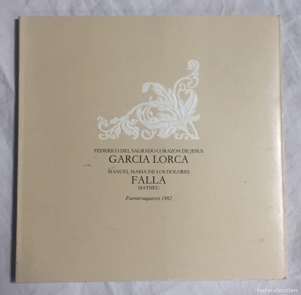 Libros: LORCA - MANUEL DE FALLA. Fuentevaqueros 1982 - Foto 1