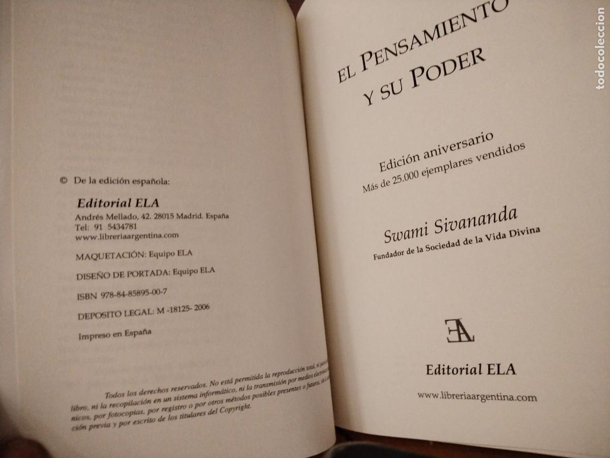 Libros: EL PENSAMIENTO Y SU PODER - SIVANANDA, SWAMI - Foto 5