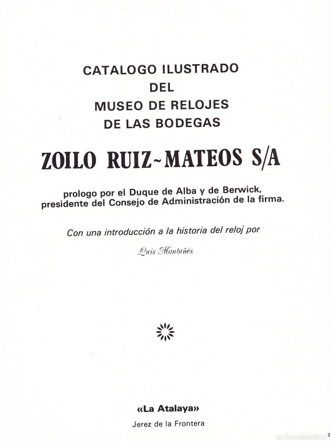 Libros: CATALOGO ILUSTRADO DEL MUSEO DE RELOJES DE LAS BODEGAS ZOILO RUIZ- MATEOS S/A