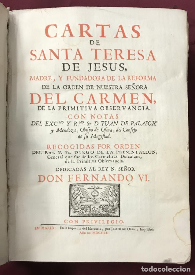 Libros: Cartas de Santa Teresa de Jes&uacute;s, Madre y Fundadora de la Reforma de la Orden de Nuestra Se&ntilde;ora del C