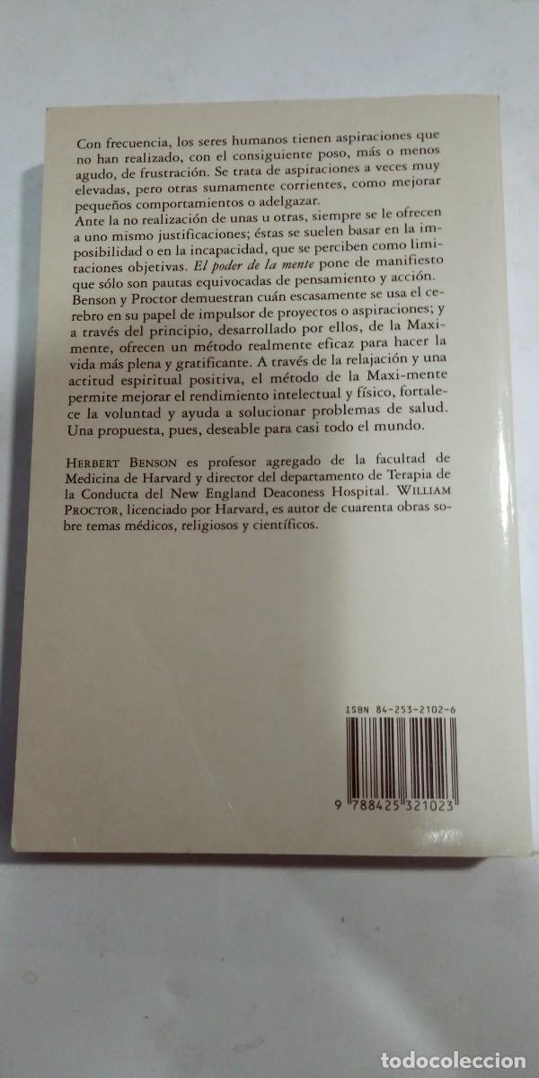 Libros: El poder de la mente Herbert Benson/William Proctor - Foto 2