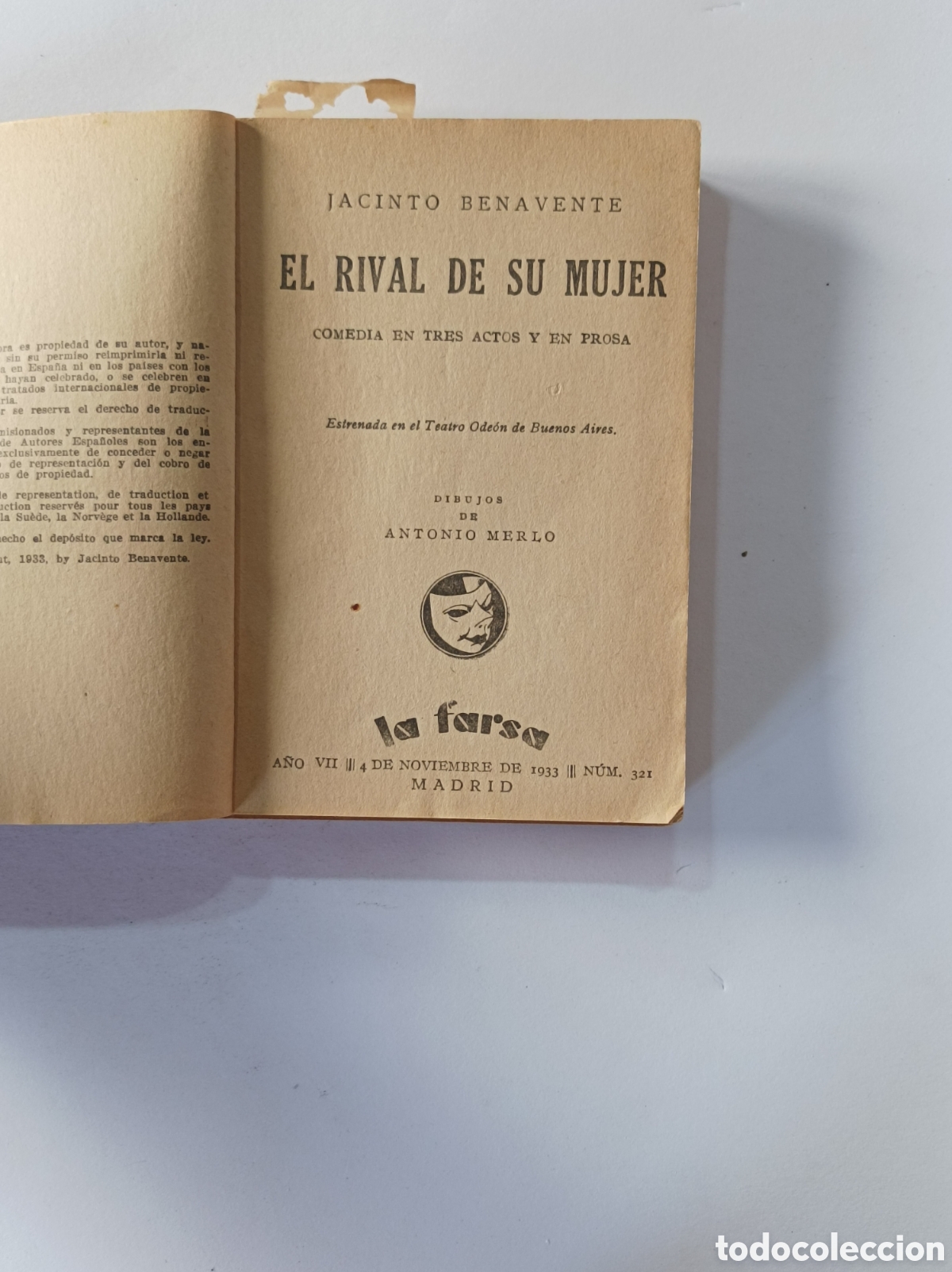 Libros: EL RIVAL DE SU MUJER Y MAS. JACINTO BENAVENTE. LA FRASA. 1933. - Foto 2