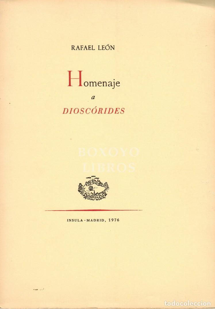 Libros: LE&Oacute;N, Rafael. Homenaje a Diosc&oacute;rides - Foto 1