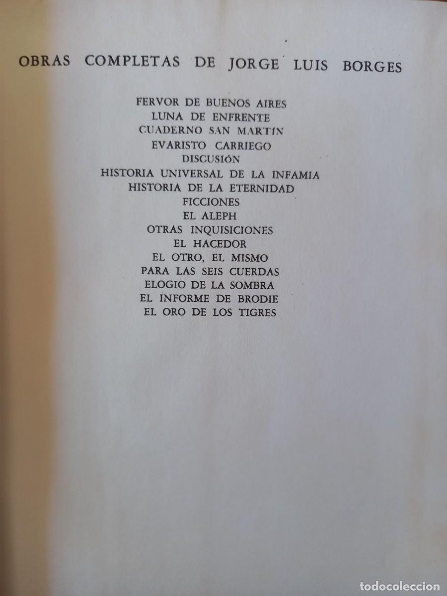 Libros: OBRAS COMPLETAS - BORGES - ED. EMEC&Eacute; - 1974 - Foto 5