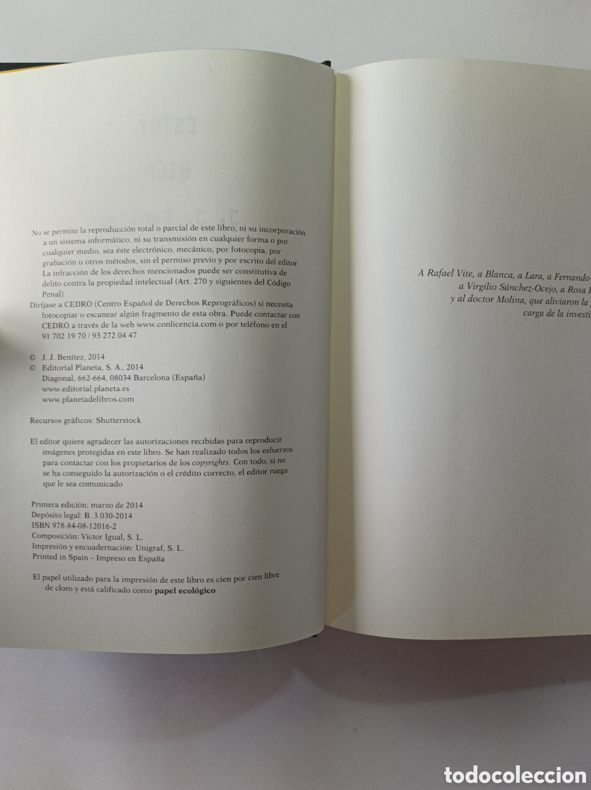 Libros: ESTOY BIEN. J.J. BEN&Iacute;TEZ. PLANETA. 2014. - Foto 2