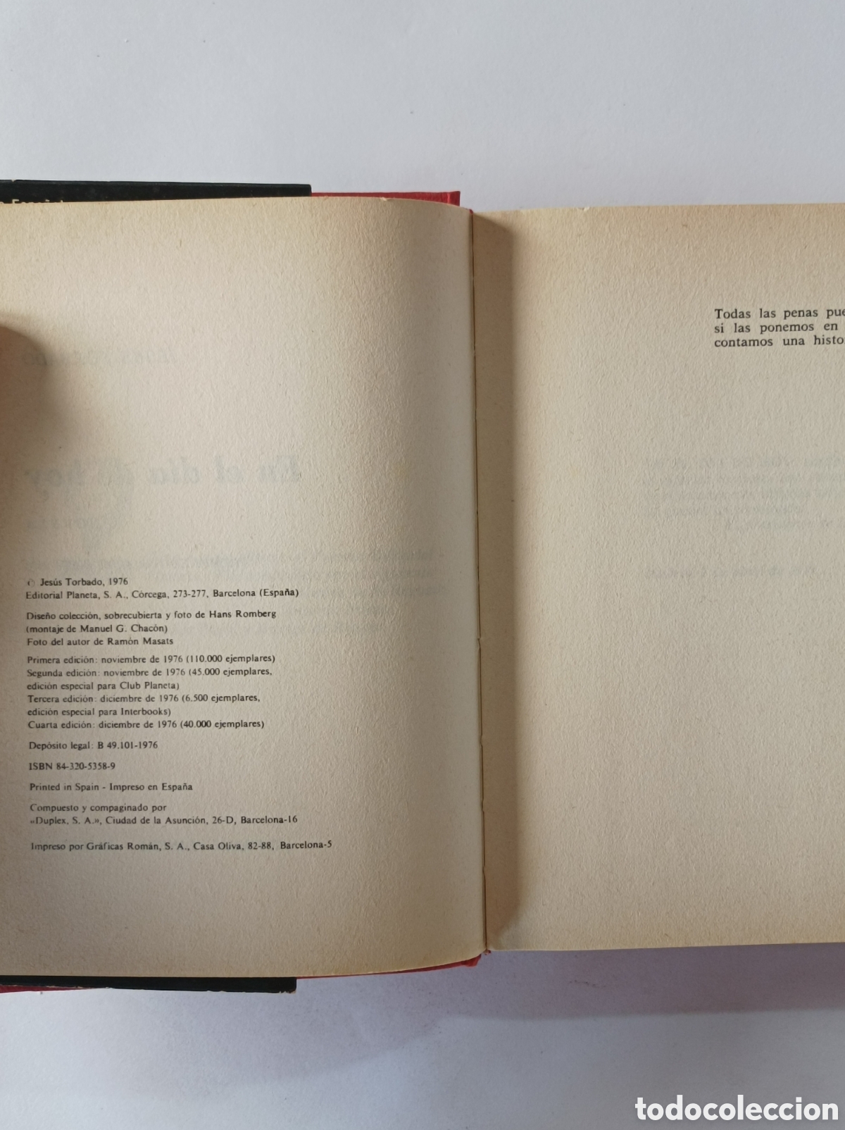 Libros: EN EL DIA DE HOY. JES&Uacute;S TORBADO. PLANETA. 1976. - Foto 2