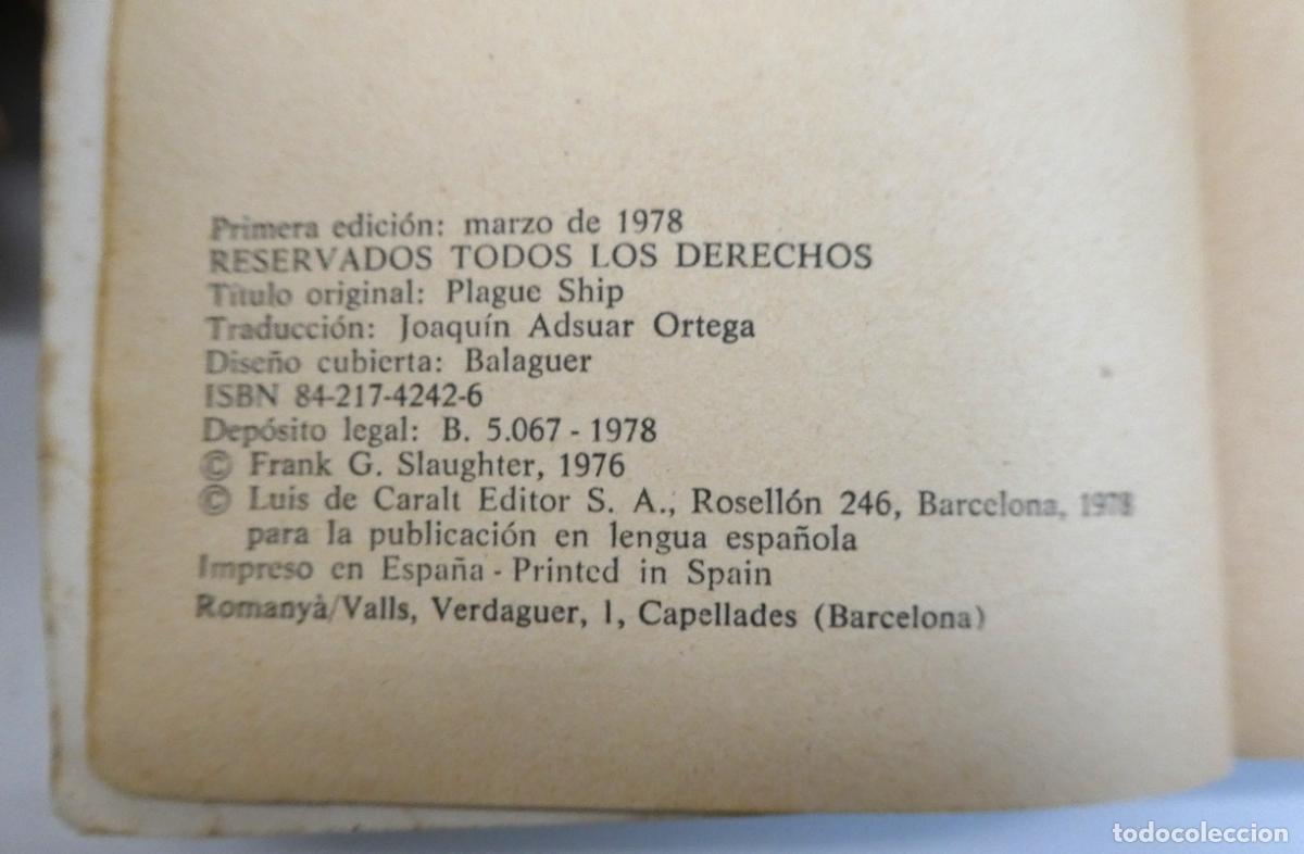 Libros: Epidemia a bordo.- Slaughter, Frank G. - Foto 2