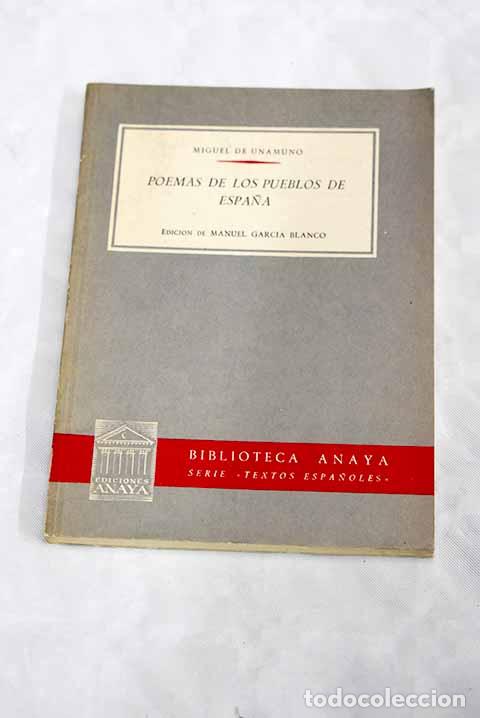 Libros: Poemas de los pueblos de Espa&ntilde;a.- Unamuno, Miguel de