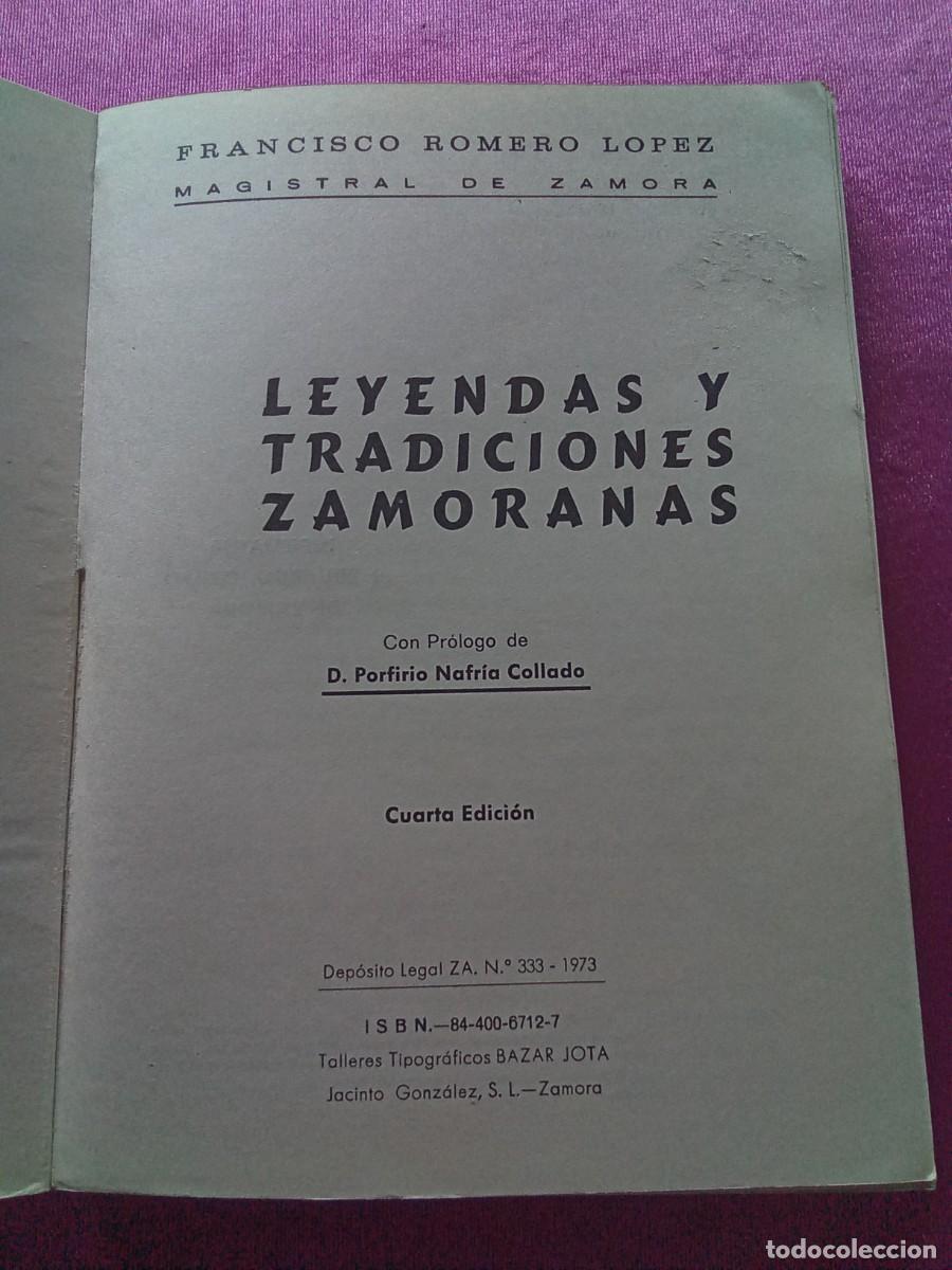 Libros: LEYENDAS ZAMORANAS.FRANCISCO ROMERO L&Oacute;PEZ .E/B/1/B/3 - Foto 2