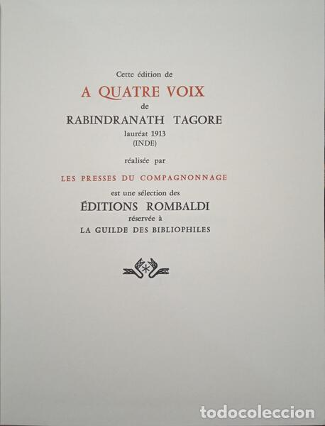 Libros: TAGORE. (Rabindranath) - A QUATRE VOIX. - Foto 1