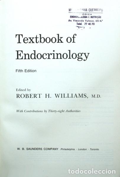Libros: WILLIAMS. (Robert H.) - TEXTBOOK OF ENDOCRINOLOGY. - Foto 1