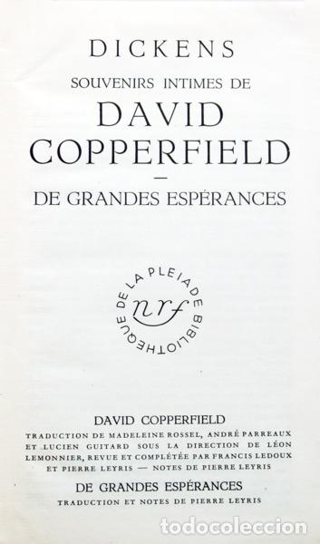 Libros: DICKENS. (Charles) - SOUVENIRS INTIMES DE DAVID COPPERFIELD, DE GRANDES ESP&Eacute;RANCES.