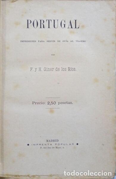 Libros: GINER DE LOS RIOS. (F. y H.) - PORTUGAL. - Foto 1