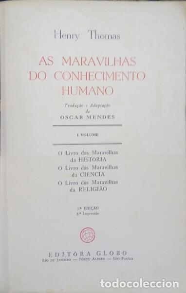 Libros: THOMAS. (Henry) - AS MARAVILHAS DO CONHECIMENTO HUMANO. - Foto 2