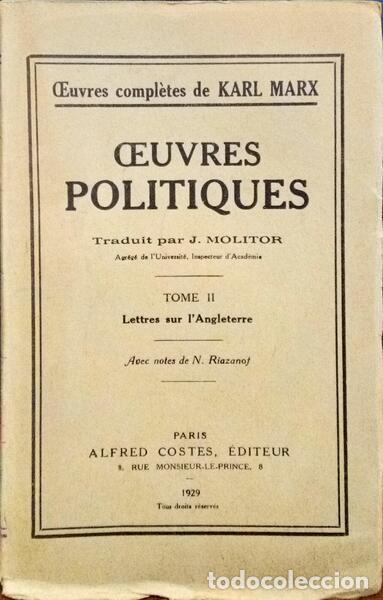 Libros: MARX. (Karl) - CEUVRES POLITIQUES. - Foto 2