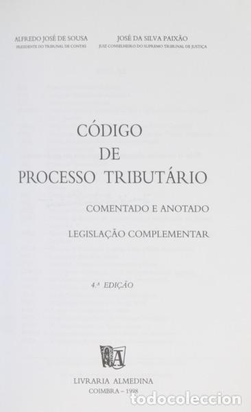 Libros: SOUSA. (Alfredo Jos&eacute; de) e Jos&eacute; da Silva Paix&atilde;o. - C&Oacute;DIGO DE PROCESSO TRIBUT&Aacute;RIO. - Foto 1