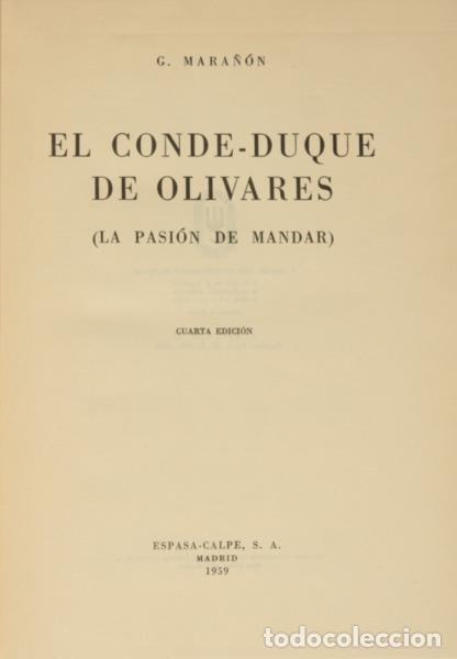 Libros: MARA&Ntilde;&Oacute;N. (Gregorio) - EL CONDE-DUQUE DE OLIVARES. - Foto 1