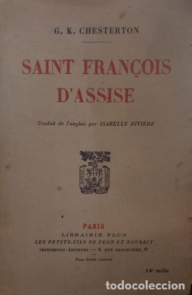 Libros: CHESTERTON. (Gilbert Keith) - SAINT FRAN&Ccedil;OIS DASSISE. - Foto 1