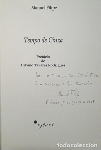 Libros: FILIPE. (Manuel) - TEMPO DE CINZA. - Foto 2