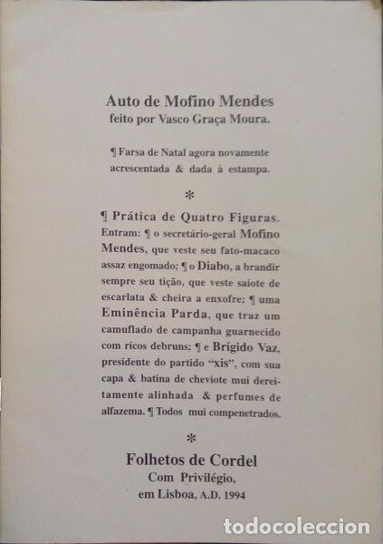 Libros: GRA&Ccedil;A MOURA. (Vasco) - AUTO DE MOFINO MENDES. - Foto 1
